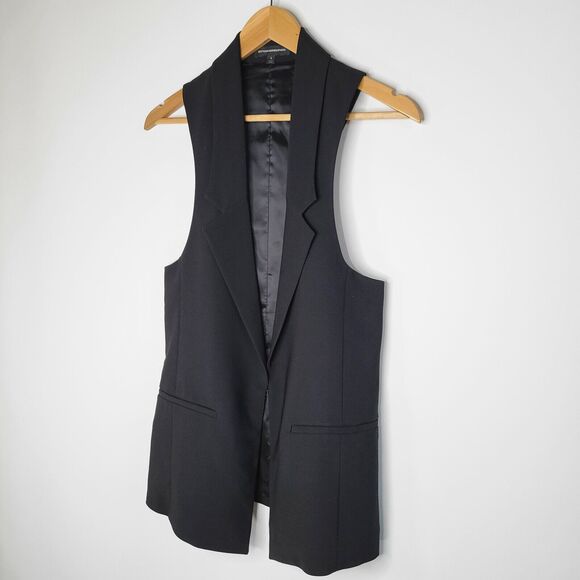 EXPRESS DESIGN STUDIO Black Tuxedo Vest Size 6 Y2K Indie Office 00s Sleeveless - Picture 6 of 11